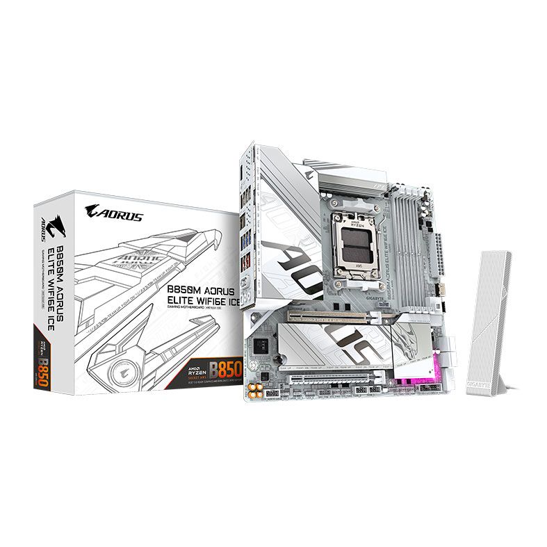 Placa Mae Gigabyte B850M Aorus Elite WIFI6E Ice, DDR5, Socket AMD AM5, M-ATX, Chipset AMD B850, B850M-A-ELITE-WIFI6E-ICE