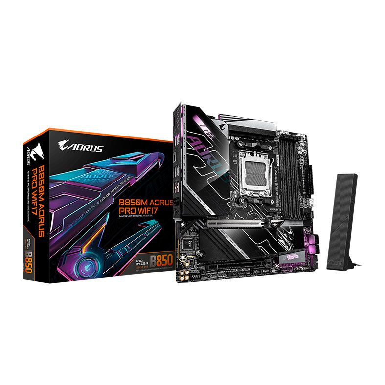 Placa Mae Gigabyte B850M Aorus Pro Wifi7, DDR5, Socket AMD AM5, M-ATX, Chipset AMD B850, B850M-A-PRO-WIFI7