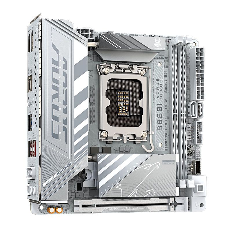 Placa Mae Gigabyte B860I Aorus Pro Ice, DDR5, LGA1851, Mini-ITX, Chipset Intel B860, B860I-AORUS-PRO-ICE