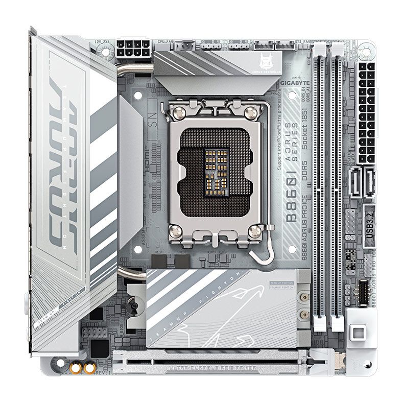 Placa Mae Gigabyte B860I Aorus Pro Ice, DDR5, LGA1851, Mini-ITX, Chipset Intel B860, B860I-AORUS-PRO-ICE