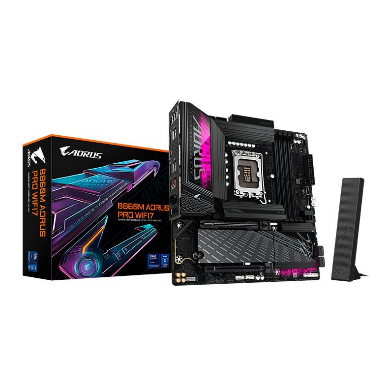 Placa Mae Gigabyte B860M Aorus Pro WIFI7, DDR5, LGA1851, M-ATX, Chipset Intel B860, B860M-A-PRO-WIFI7