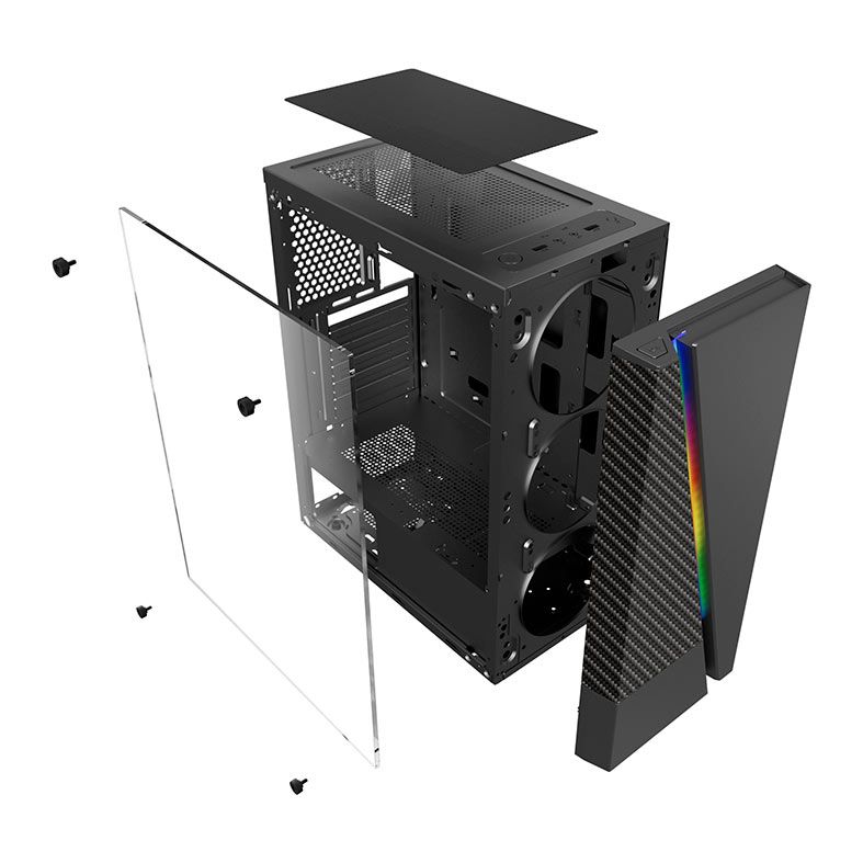 Gabinete Gamer BlueCase Frost Storm BG-018, RGB, Lateral de Vidro, Preto, BG-018BBX