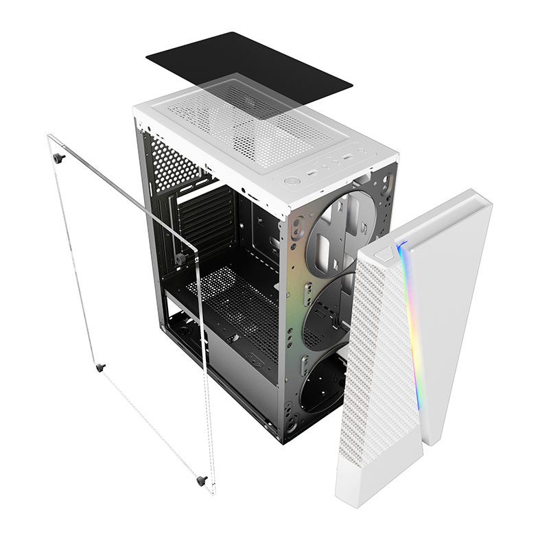 Gabinete Gamer BlueCase Frost Storm BG-018, RGB, Lateral de Vidro, Branco, BG-018WBX
