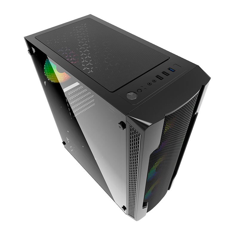 Gabinete Gamer Bluecase Airwave BG-031, RGB, Mid-Tower, Lateral de Vidro, Com 4 Fans, Preto, BG-031BX