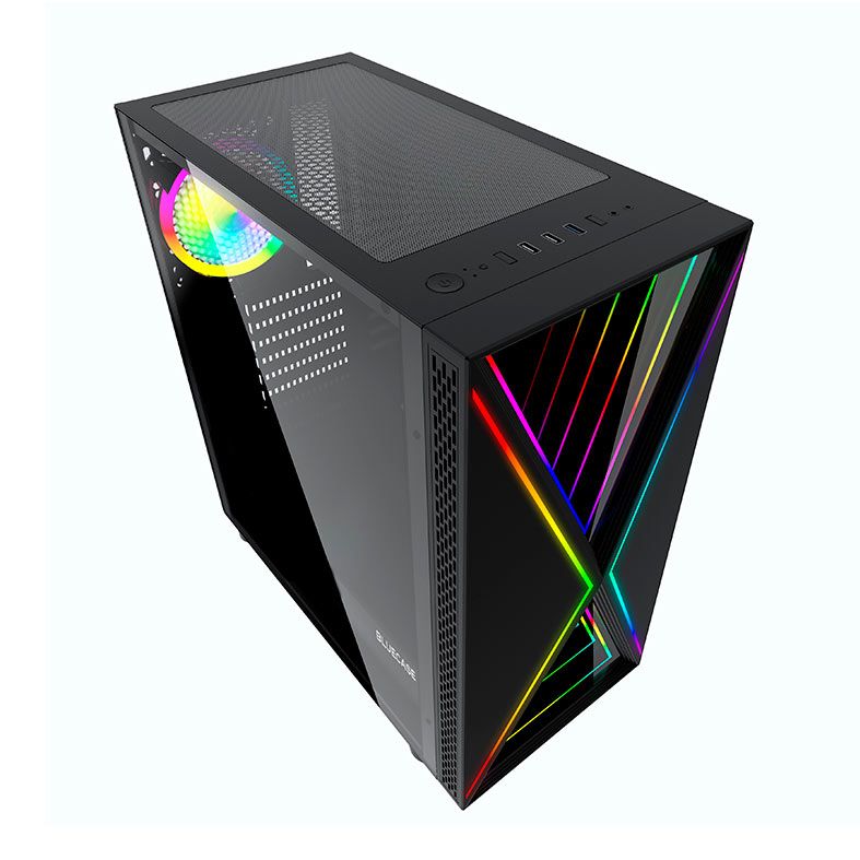 Gabinete Gamer Bluecase Pulse BG-034, RGB, Mid-Tower, Lateral de Vidro, Preto, BG-034BX