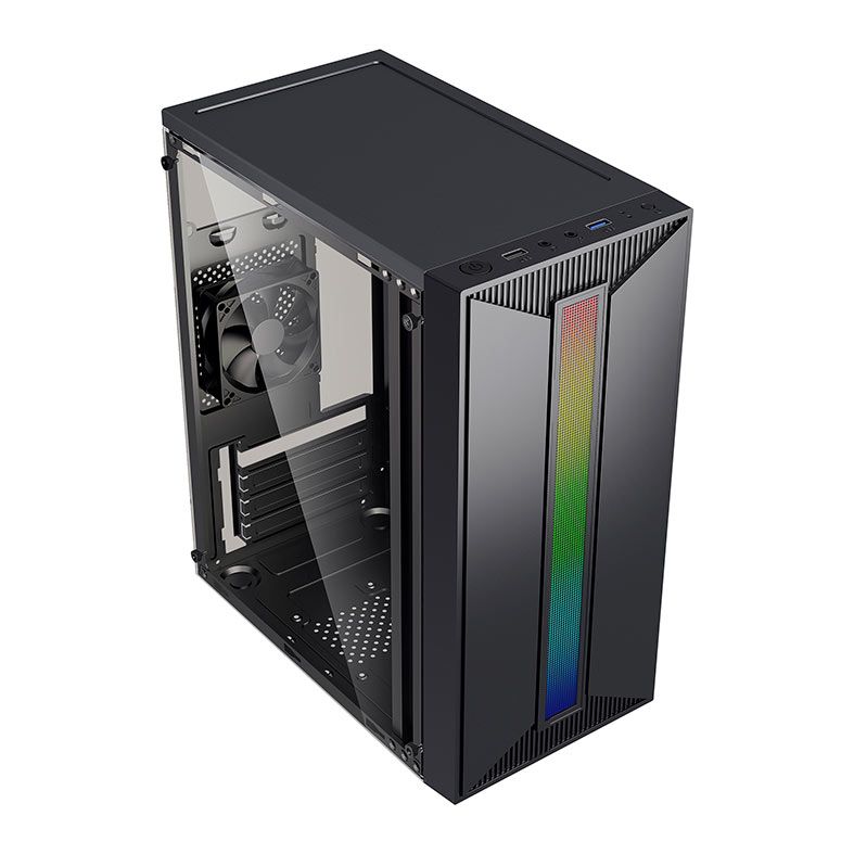 Gabinete Gamer Bluecase Mini Blaze BG-042, RGB, Mini-Tower, Lateral de Acrilico, Com 1 Fan, Preto, BG-042BX