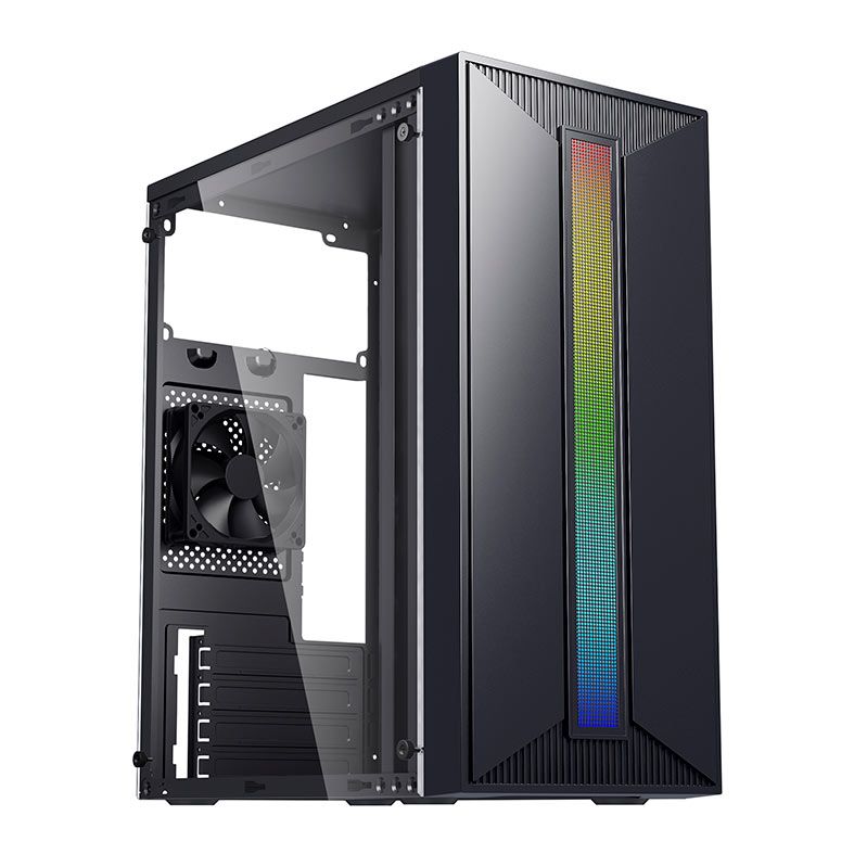 Gabinete Gamer Bluecase Mini Blaze BG-042, RGB, Mini-Tower, Lateral de Acrilico, Com 1 Fan, Preto, BG-042BX