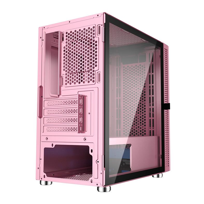 Gabinete Gamer Bluecase Skygate BG-048, Mid-Tower, Lateral de Vidro, Rosa, BG-048PKBX