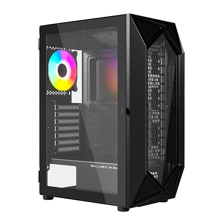 Gabinete Gamer Bluecase Obsidian BG-049, RGB, Mid-Tower, Lateral de Vidro, Com 1 Fan, Preto, BG-049BX