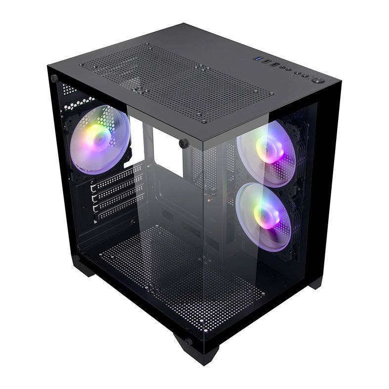 Gabinete Gamer Bluecase Soul Pro, Mid-Tower, Lateral de Vidro, Com 3 Fans, Preto, BG-052-BK