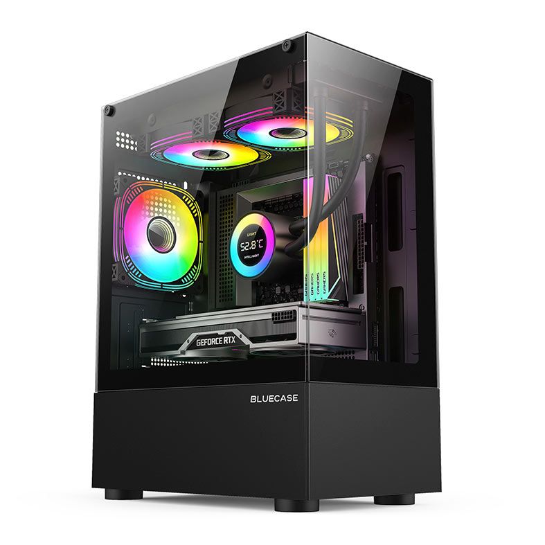 Gabinete Gamer Bluecase Nuker BG-053, Mid Tower, Lateral De Vidro Temperado, Preto, BG-053