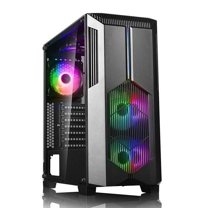 Gabinete BlueCase BG-029 RGB + 2 Fan RGB Preto, BG029G2FRGB