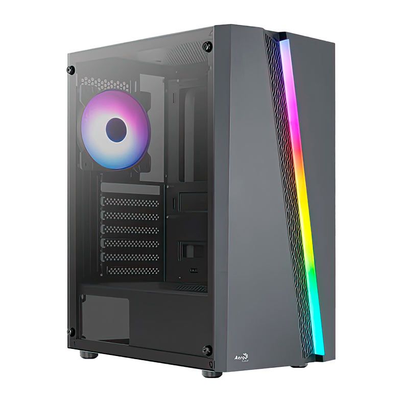 Gabinete Gamer Aerocool Blade, RGB, Mid-Tower, Lateral de Vidro, Com 4 Fans, Preto, BLADE-G-BK-V1