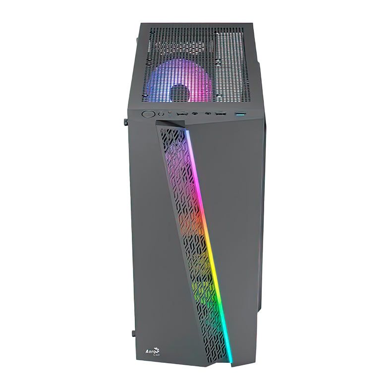 Gabinete Gamer Aerocool Blade, RGB, Mid-Tower, Lateral de Vidro, Com 4 Fans, Preto, BLADE-G-BK-V1