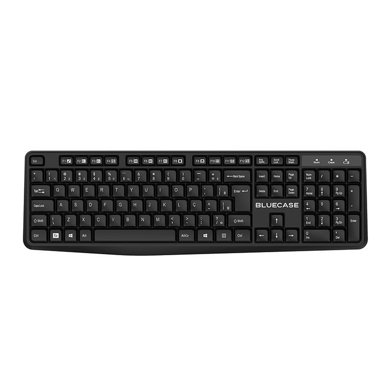 Kit Teclado e Mouse BlueCase BMTW01, 2400DPI, ABNT2, Wireless, Preto, BMTW01-BK