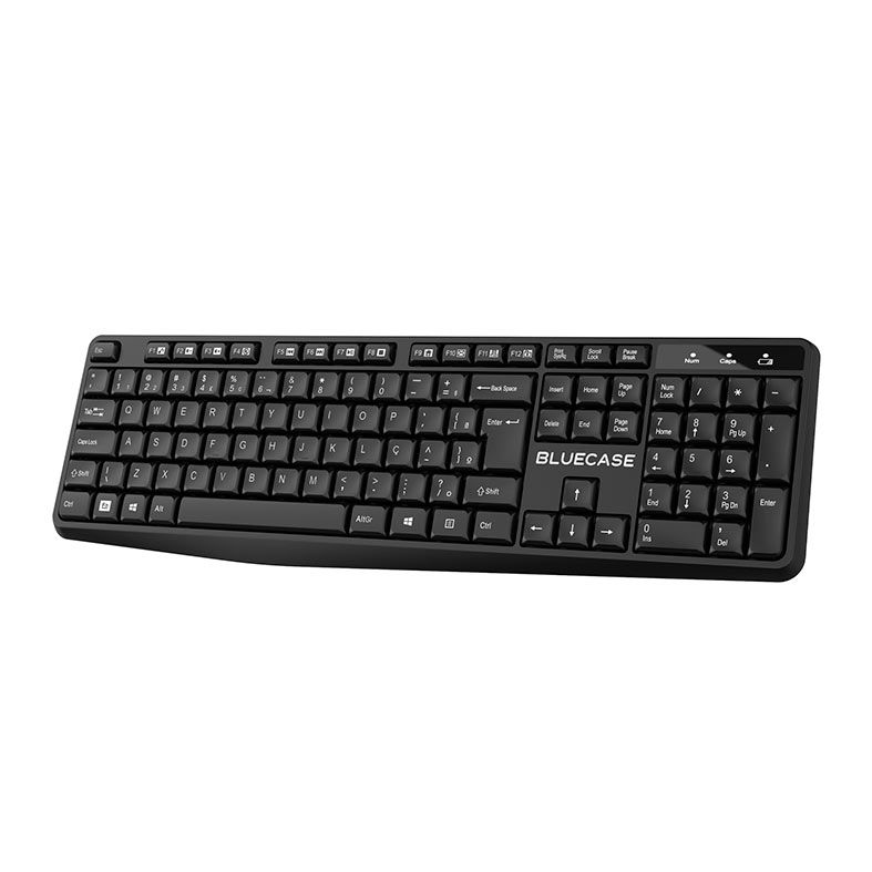 Kit Teclado e Mouse BlueCase BMTW01, 2400DPI, ABNT2, Wireless, Preto, BMTW01-BK