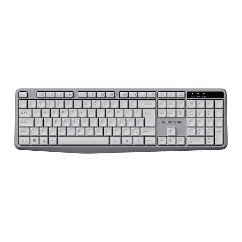 Kit Teclado e Mouse BlueCase BMTW01, 2400DPI, ABNT2, Wireless, Cinza, BMTW01-GY