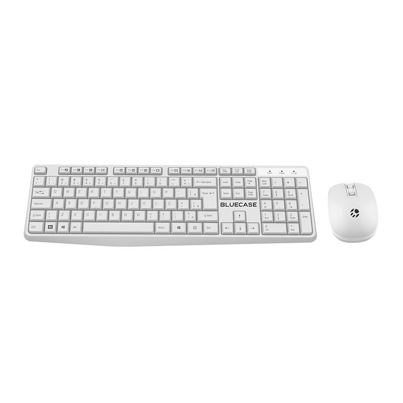 Kit Teclado e Mouse BlueCase BMTW01, 2400DPI, ABNT2, Wireless, Branco, BMTW01-WH