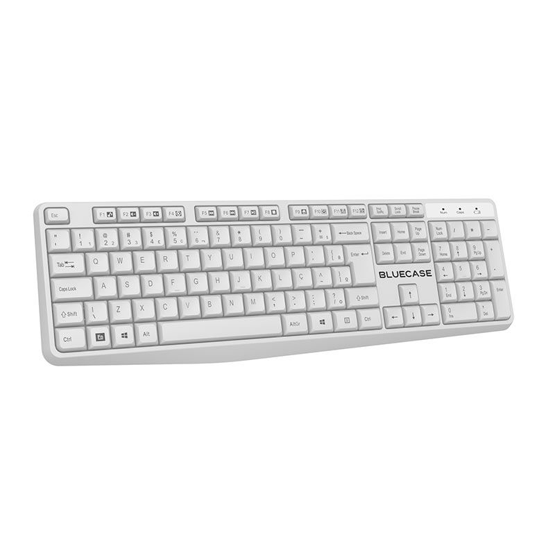 Kit Teclado e Mouse BlueCase BMTW01, 2400DPI, ABNT2, Wireless, Branco, BMTW01-WH