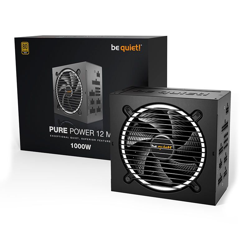 Fonte Be Quiet! Pure Power 12 M, 1000W, ATX 3.1, PCIe 5.1, Full-Modular, 80 Plus Gold, Preto, BN523