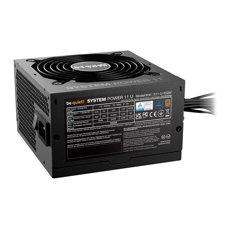 Be Quiet! System Power 11 550W – Alimentatore ATX 3.1, PCIe 5.1, 80 PLUS Bronze, Ventola 120mm Silenziosa, DC-to-DC