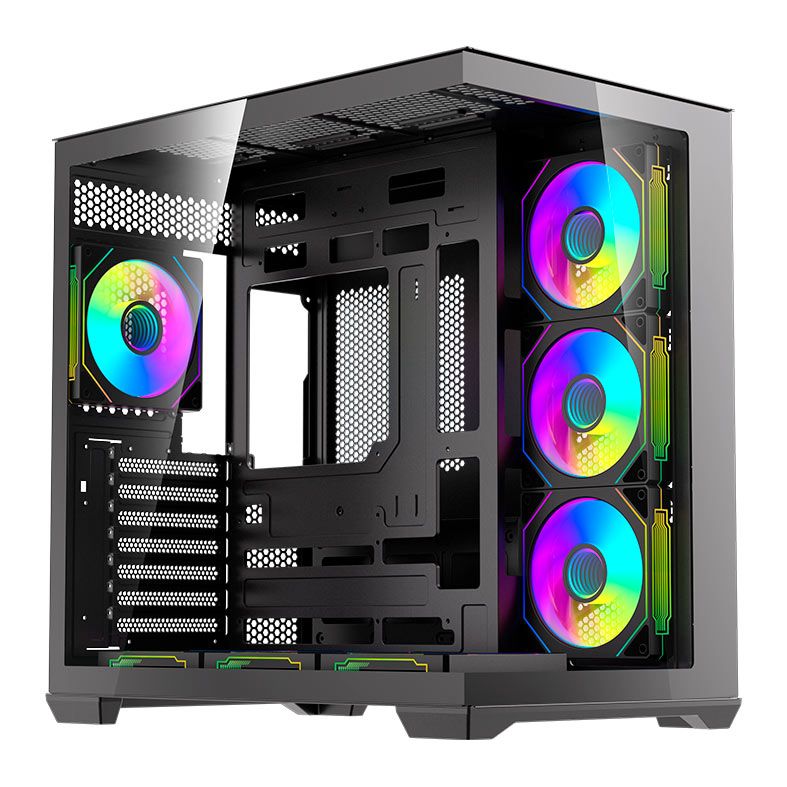 Gabinete Gamer Aigo DarkFlash C280, Mid-Tower, Lateral de Vidro, Com 7 fans, ARGB, Preto, C280-PC-CASE-BLACK