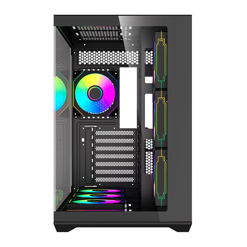 Gabinete Gamer Aigo DarkFlash C280, Mid-Tower, Lateral de Vidro, Com 7 fans, ARGB, Preto, C280-PC-CASE-BLACK