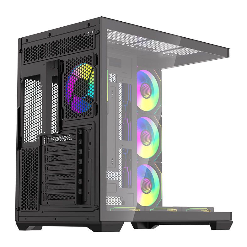 Gabinete Gamer Aigo DarkFlash C280, Mid-Tower, Lateral de Vidro, Com 7 fans, ARGB, Preto, C280-PC-CASE-BLACK