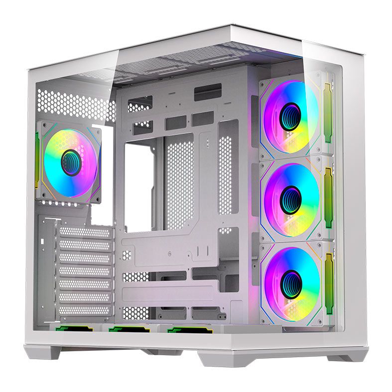 Gabinete Gamer Aigo DarkFlash C280, Mid-Tower, Lateral de Vidro, Com 7 fans, ARGB, Branco, C280-PC-CASE-WHITE