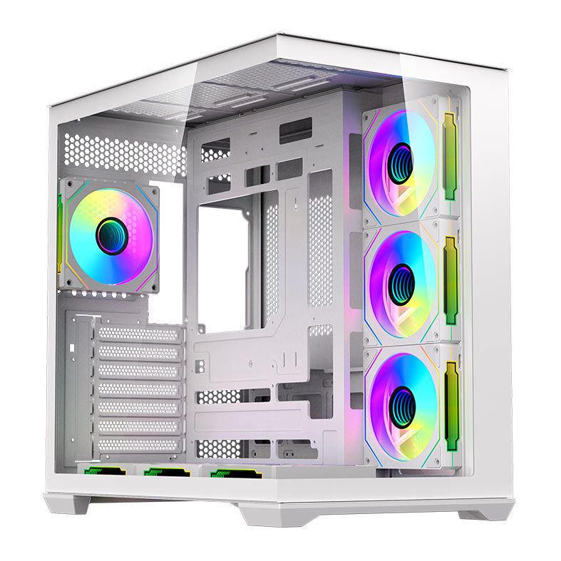 Gabinete Gamer Aigo DarkFlash C280, Mid-Tower, Lateral de Vidro, Com 7 fans, ARGB, Branco, C280-PC-CASE-WHITE