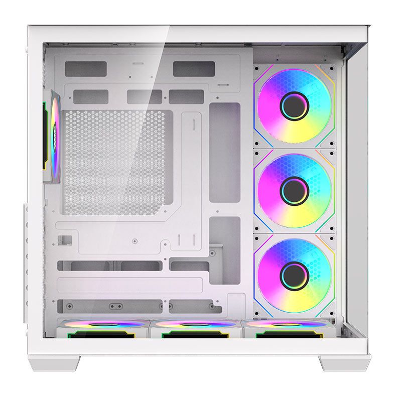Gabinete Gamer Aigo DarkFlash C280, Mid-Tower, Lateral de Vidro, Com 7 fans, ARGB, Branco, C280-PC-CASE-WHITE