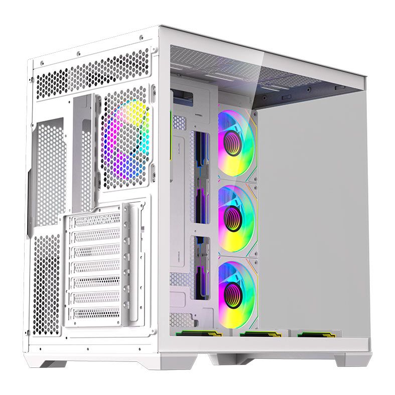 Gabinete Gamer Aigo DarkFlash C280, Mid-Tower, Lateral de Vidro, Com 7 fans, ARGB, Branco, C280-PC-CASE-WHITE