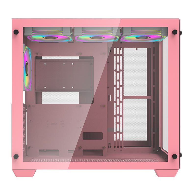 Gabinete Gamer Aigo Darkflash C285, ARGB, Mid-Tower, Lateral de Vidro, Com 4 Fans, Rosa, C285-RS-4F