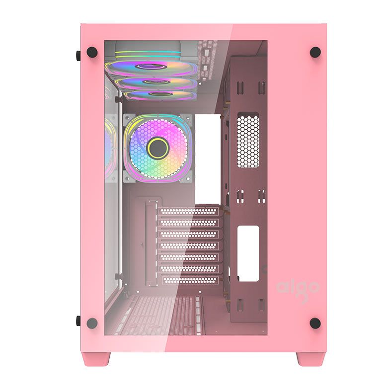 Gabinete Gamer Aigo Darkflash C285, ARGB, Mid-Tower, Lateral de Vidro, Com 4 Fans, Rosa, C285-RS-4F