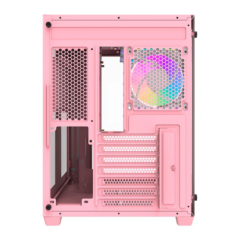 Gabinete Gamer Aigo Darkflash C285, ARGB, Mid-Tower, Lateral de Vidro, Com 4 Fans, Rosa, C285-RS-4F