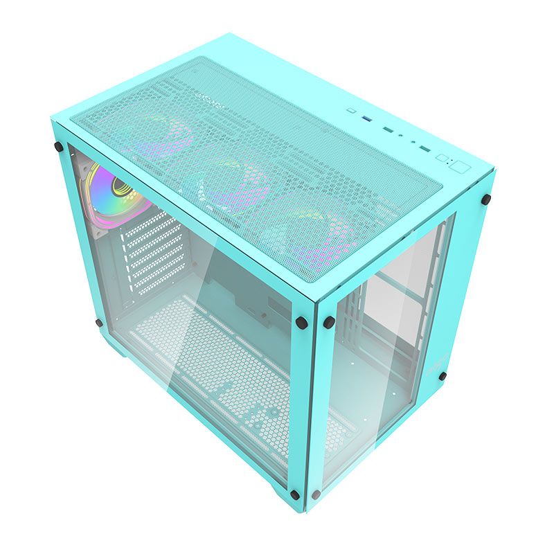 Gabinete Gamer Aigo Darkflash C285, ARGB, Mid-Tower, Lateral de Vidro, Com 4 Fans, Verde, C285-VD-4F