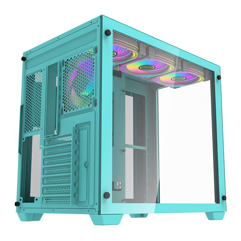 Gabinete Gamer Aigo Darkflash C285, ARGB, Mid-Tower, Lateral de Vidro, Com 4 Fans, Verde, C285-VD-4F