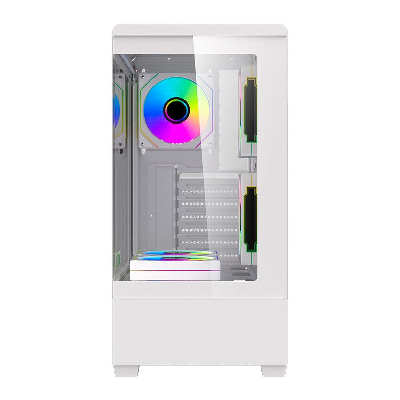 Gabinete Gamer Aigo DarkFlash C365, Lateral de Vidro, Com 5 fans, ARGB, Branco, C365-WH-5F