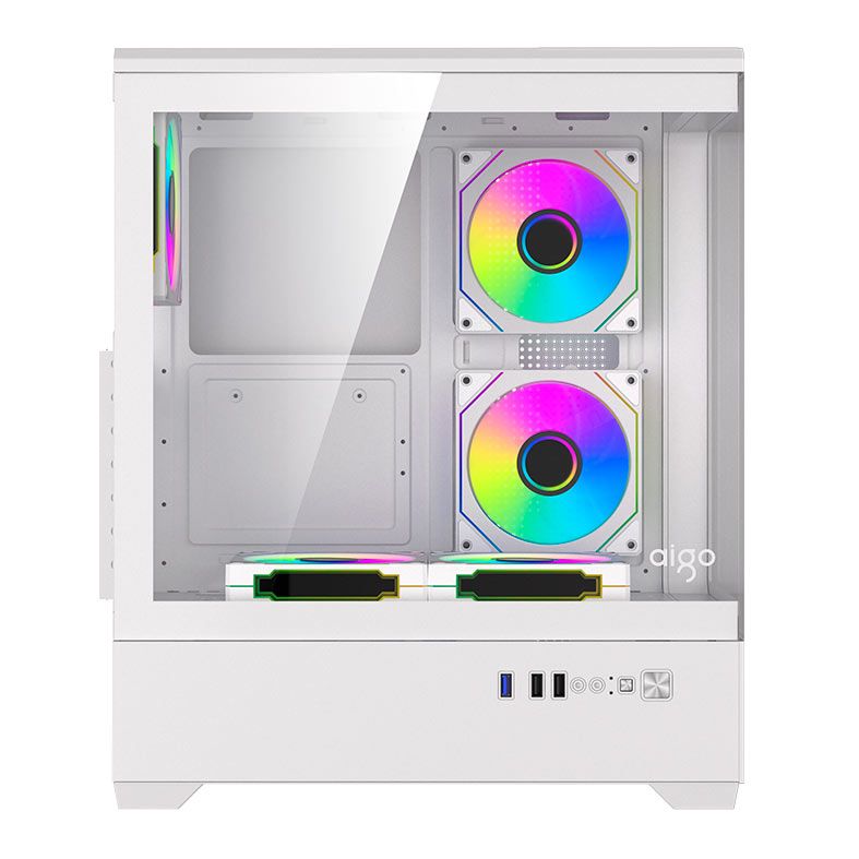 Gabinete Gamer Aigo DarkFlash C365, Lateral de Vidro, Com 5 fans, ARGB, Branco, C365-WH-5F