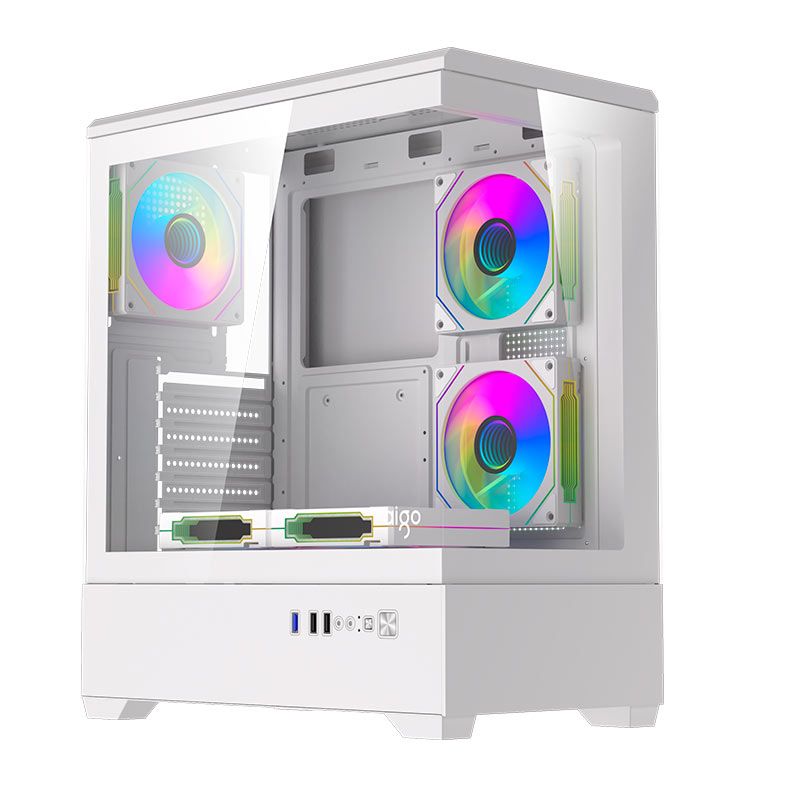 Gabinete Gamer Aigo DarkFlash C365, Lateral de Vidro, Com 5 fans, ARGB, Branco, C365-WH-5F