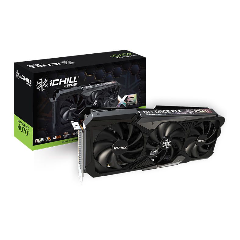 Placa de Video INNO3D GeForce RTX 4070 Ti iCHILL X3 OC, 12GB, GDDR6X, 192-bit, C407T3-126XX-186148H