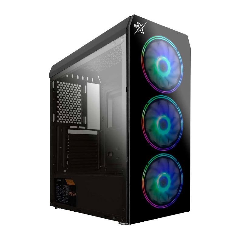 Gabinete Gamer Brx Perfect, RGB, Mid-Tower, Lateral de Acrilico, Com 3 Fans, Preto, CA-052