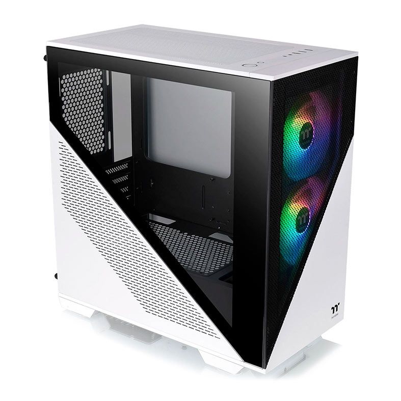 Gabinete Gamer Thermaltake Divider 170 TG, ARGB, Mini-Tower, Lateral de Vidro, Com 2 Fans, Branco e Preto, CA-1S4-00S6WN-00