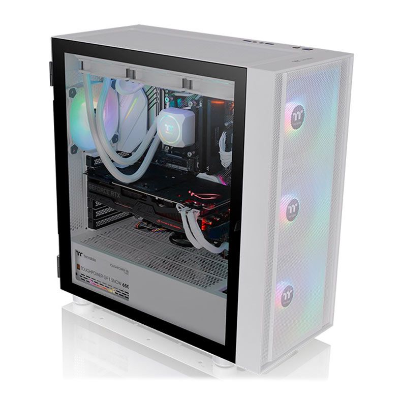 Gabinete Gamer Thermaltake H570 TG ARGB Snow, Mid-Tower, Lateral de Vidro, Com 3 Fans, CA-1T9-00M6WN-01