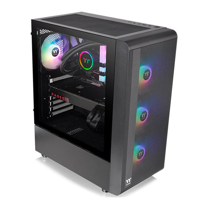 Gabinete Gamer Thermaltake S200 TG, ARGB, Mid-Tower, Lateral de Vidro, Com 3 Fans, Preto, CA-1X2-00M1WN-00