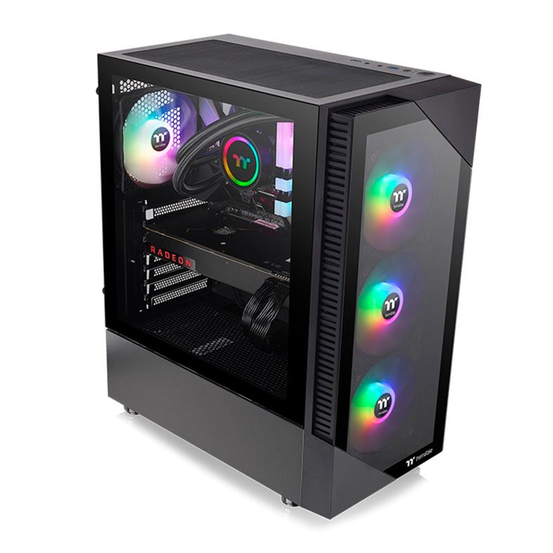 Gabinete Gamer Thermaltake View 200 TG, ARGB, Mid-Tower, Lateral de Vidro, Com 3 Fans, Preto, CA-1X3-00M1WN-00