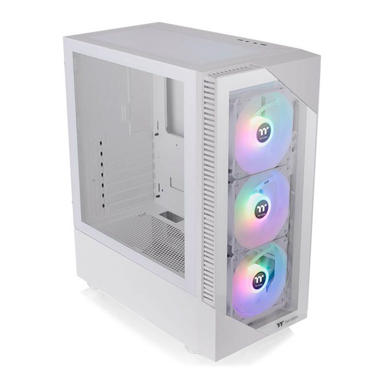Gabinete Gamer Thermaltake View 200 TG, ARGB, Mid-Tower, Lateral de Vidro, Com 3 Fans, Branco, CA-1X3-00M6WN-00