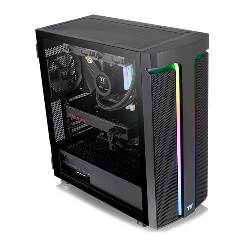 Gabinete Gamer Thermaltake H590 TG, ARGB, Mid-Tower, Lateral de Vidro, Com 1 Fan, Preto, CA-1X4-00M1WN-00