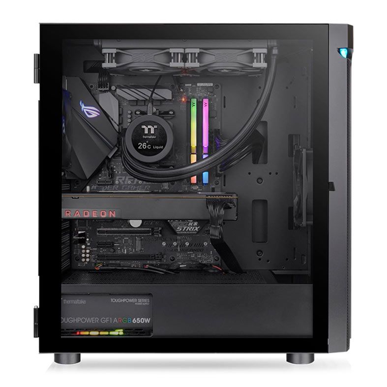 Gabinete Gamer Thermaltake H590 TG, ARGB, Mid-Tower, Lateral de Vidro, Com 1 Fan, Preto, CA-1X4-00M1WN-00