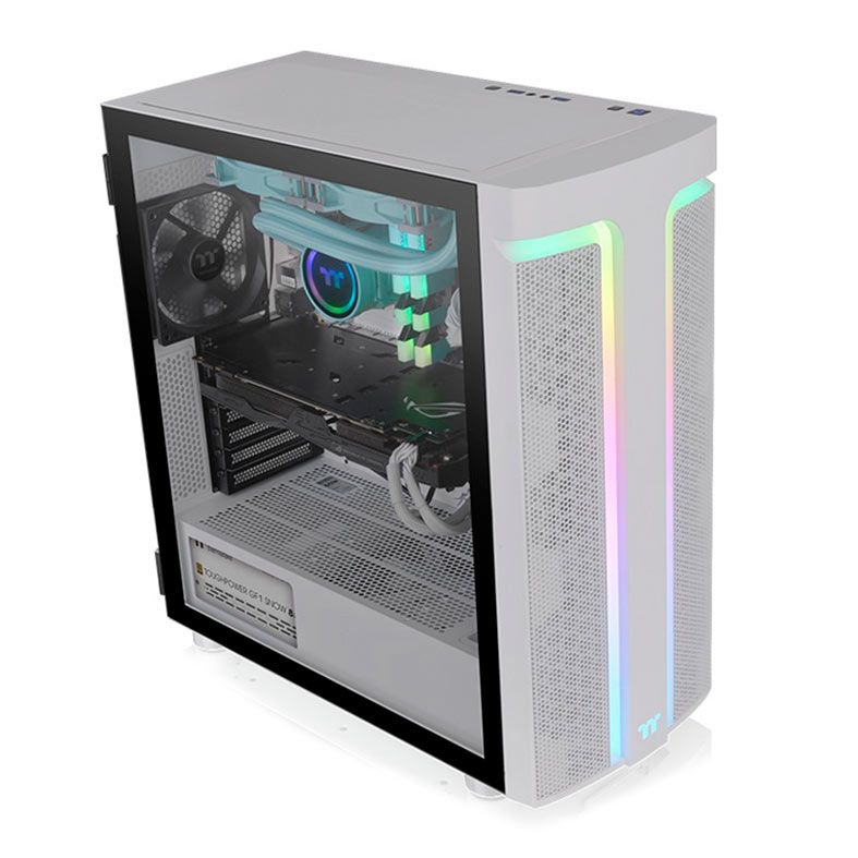 Gabinete Gamer Thermaltake H590 TG, ARGB, Mid-Tower, Lateral de Vidro, Com 1 Fan, Branco, CA-1X4-00M6WN-00